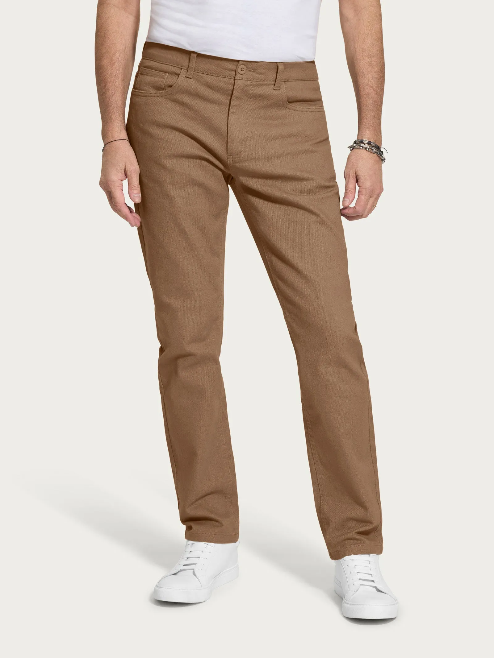 Pantalone 5 tasche in Raw Twill di cotone elasticizzato - Tiger's Eye