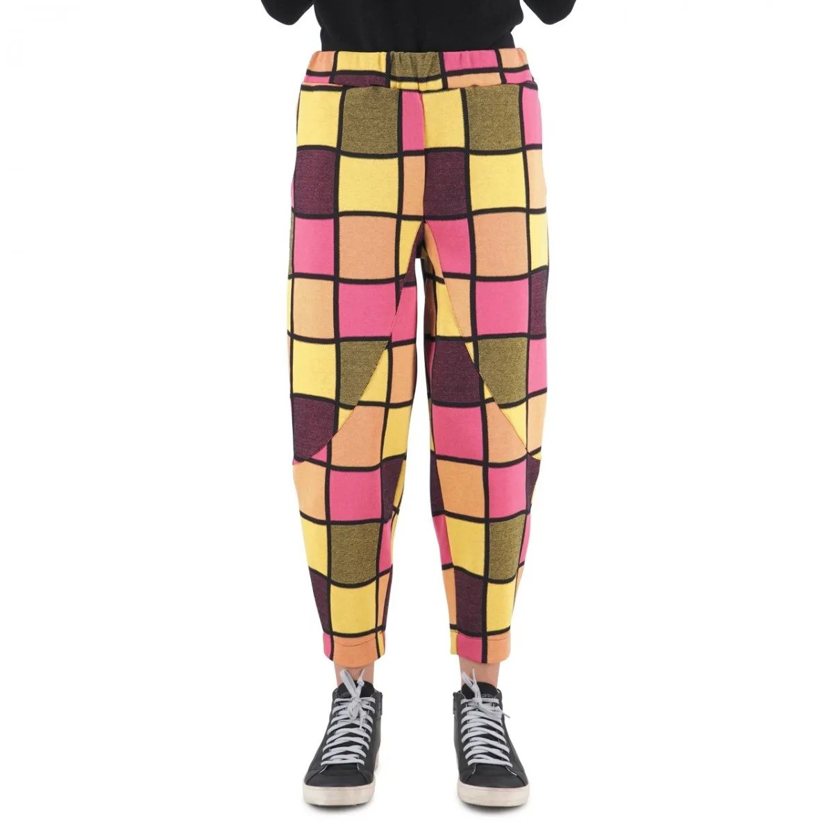 Pantalone A Quadri Lime Fuxia