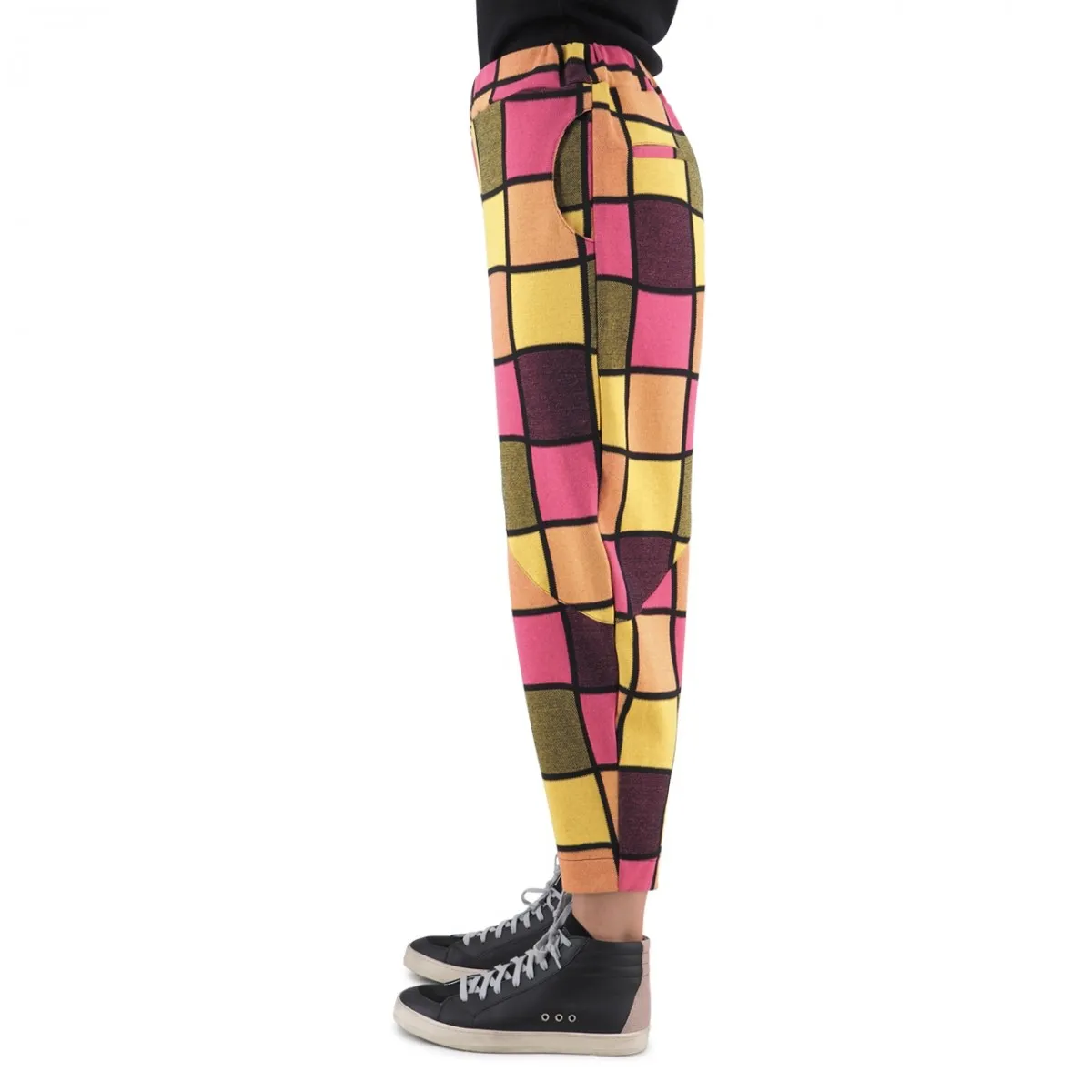 Pantalone A Quadri Lime Fuxia