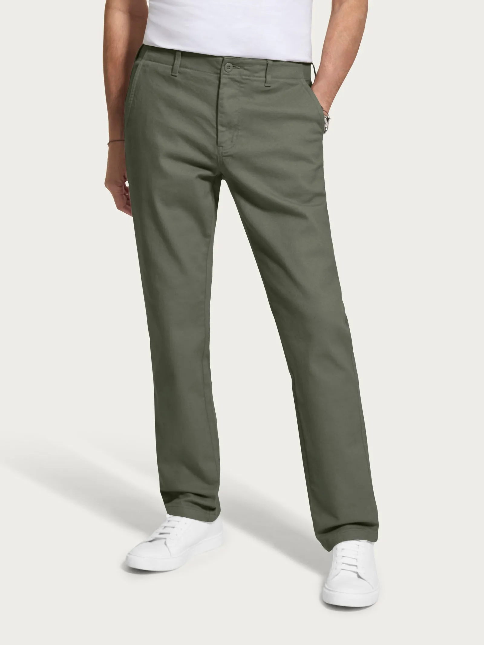 Pantalone chino in Raw Twill di cotone elasticizzato - Deep Lichen Green