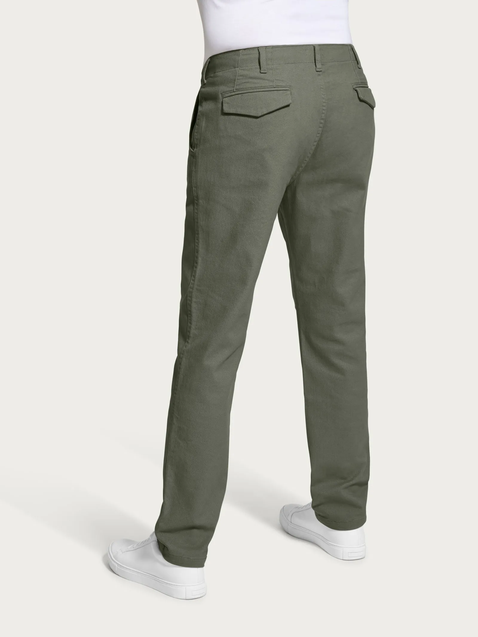 Pantalone chino in Raw Twill di cotone elasticizzato - Deep Lichen Green