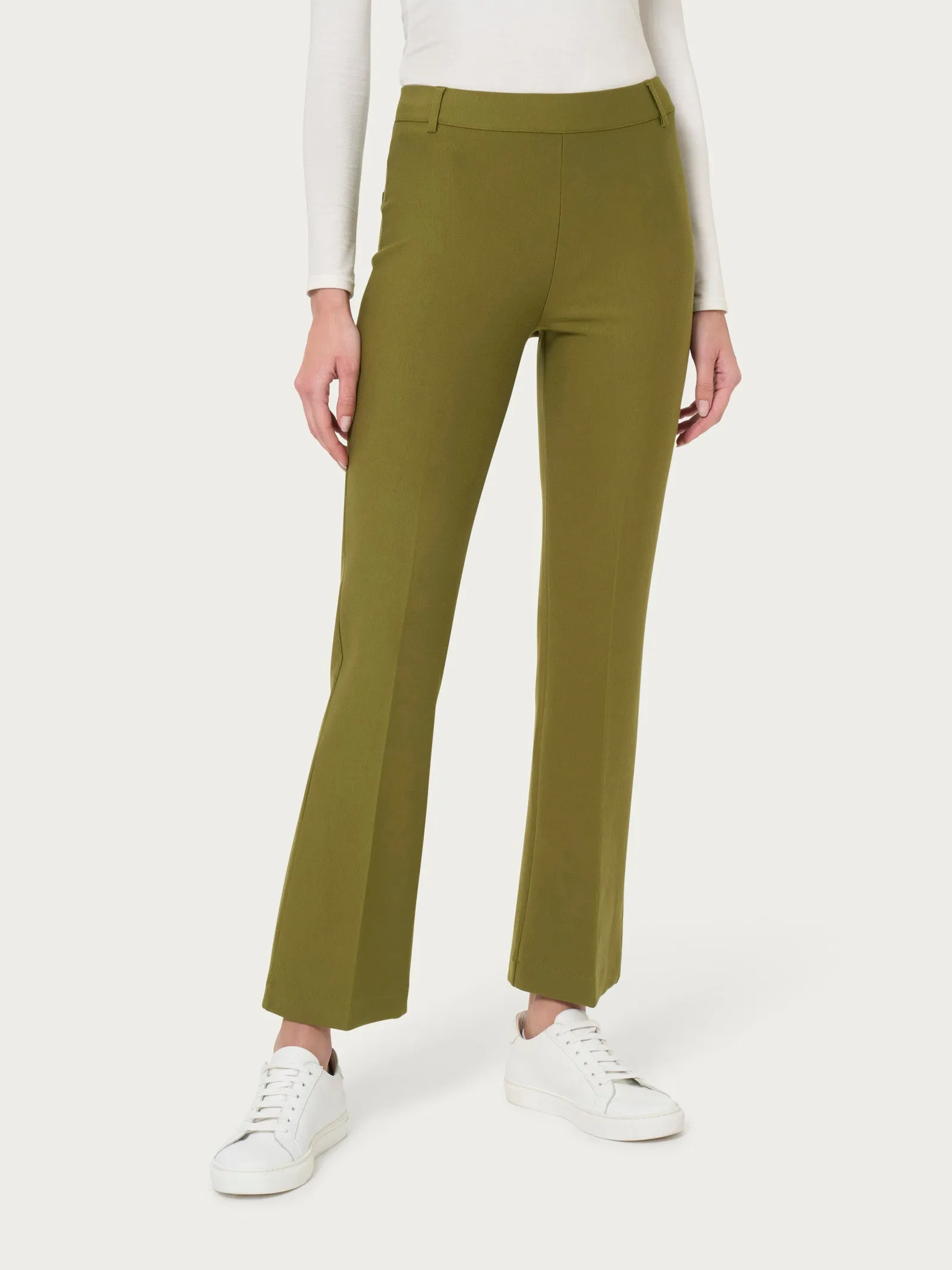 Pantalone flare alla caviglia in Compact - Sphagnum
