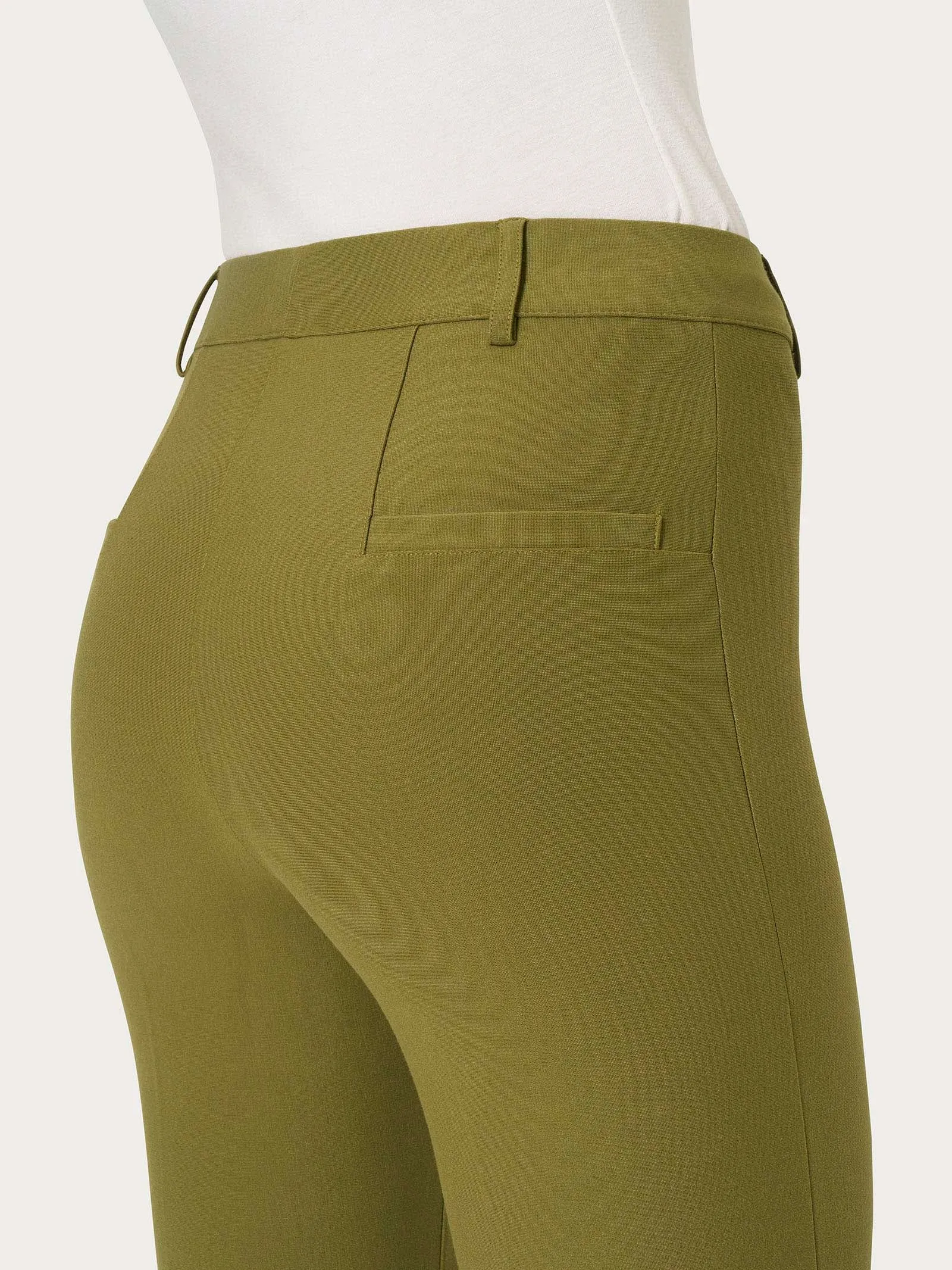 Pantalone flare alla caviglia in Compact - Sphagnum