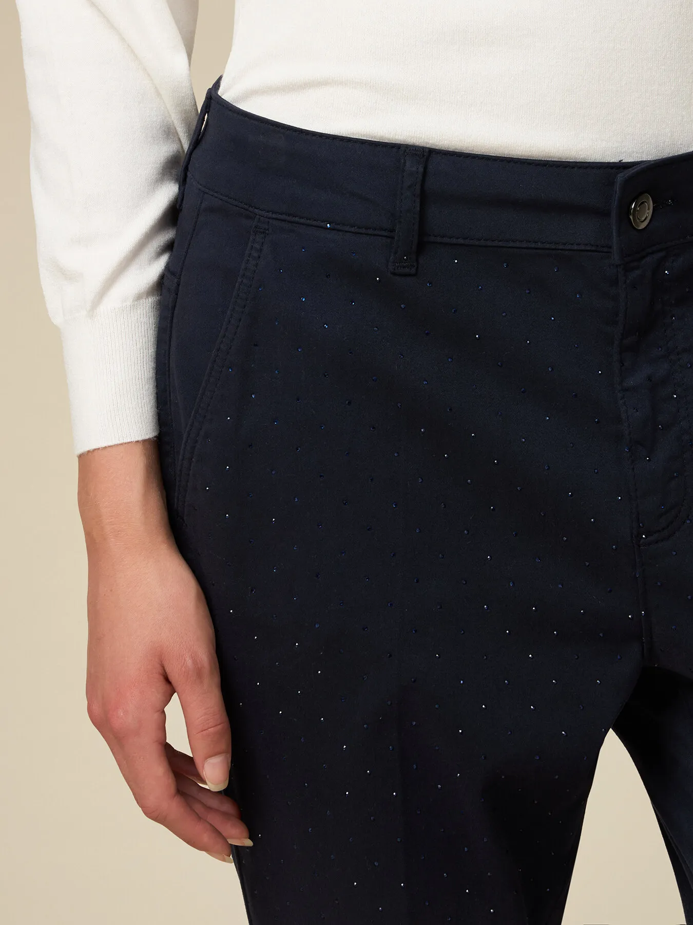 Pantaloni chino con cristalli