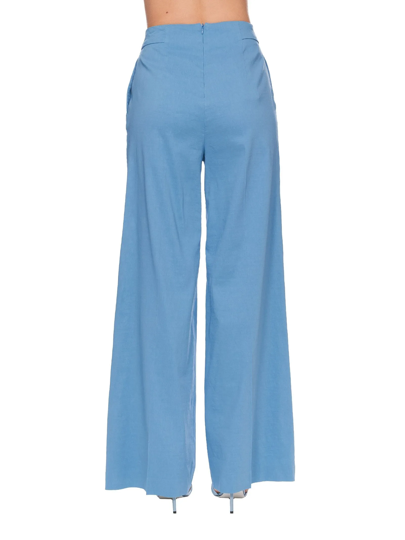 PANTALONI PALAZZO AZZURRO IN TELA DI LINO LUIGIA3