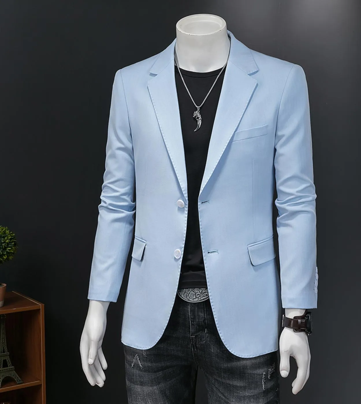 Plyesxale Giacca da uomo casual blu cielo Giacca da uomo elegante 5xl Giacca da sposa di grandi dimensioni Giacca da uomo slim f