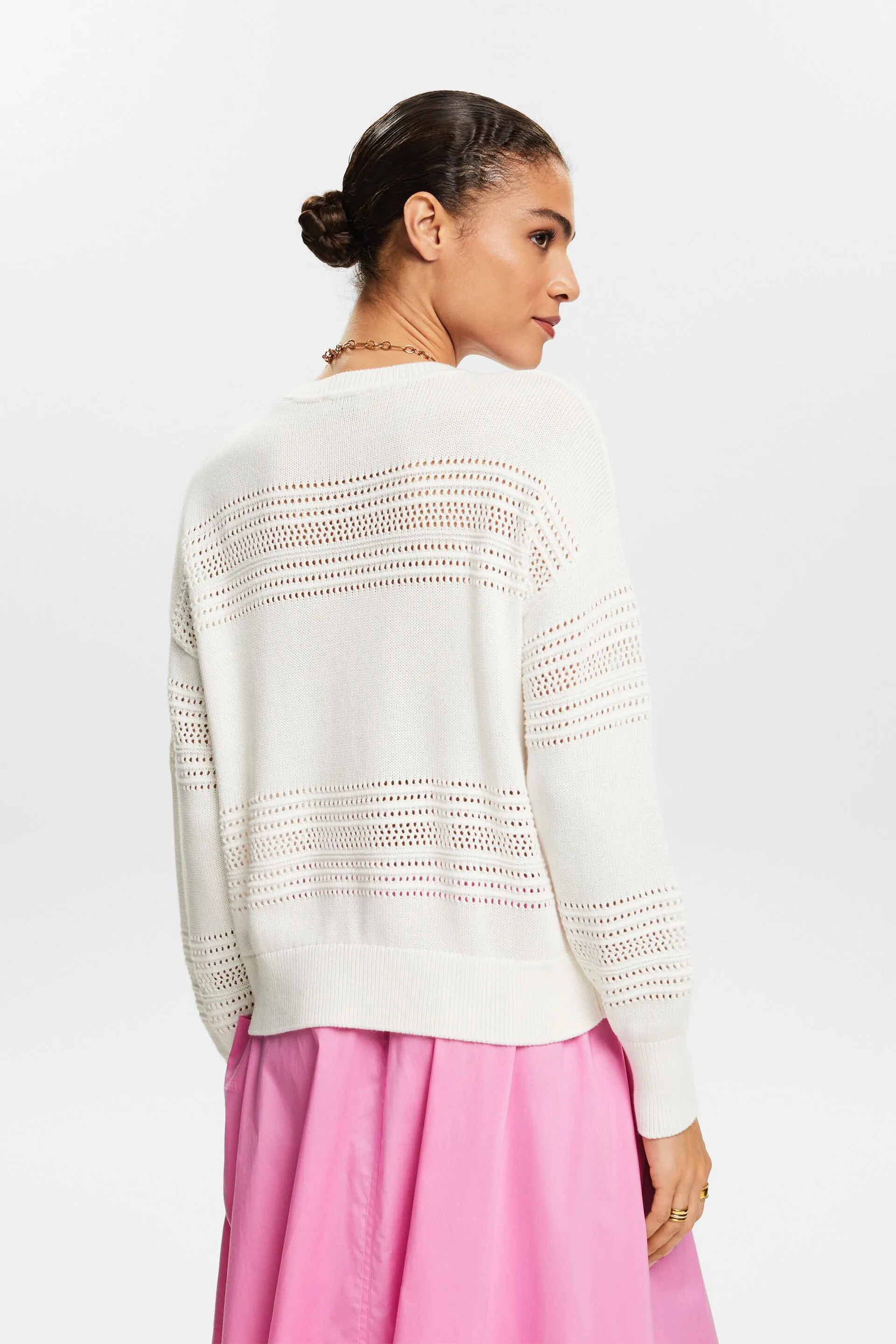 Pullover girocollo a maglia traforata