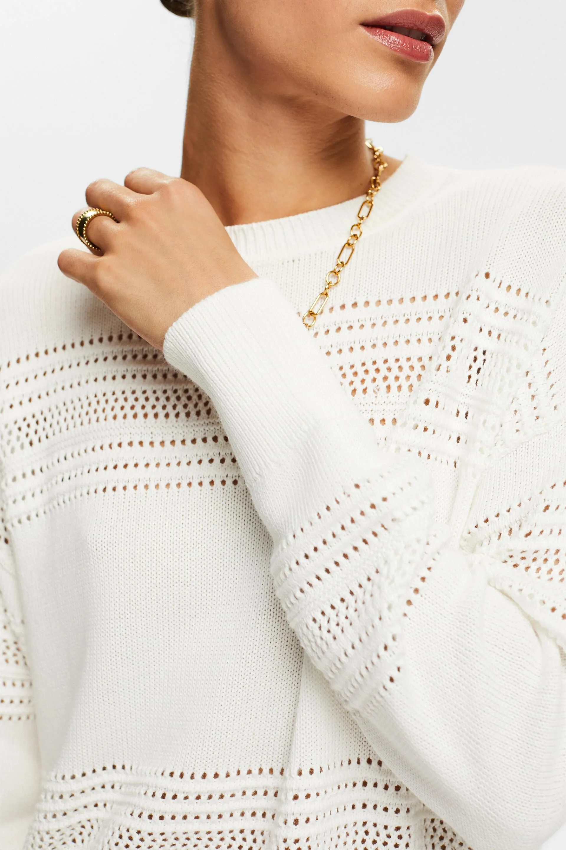 Pullover girocollo a maglia traforata