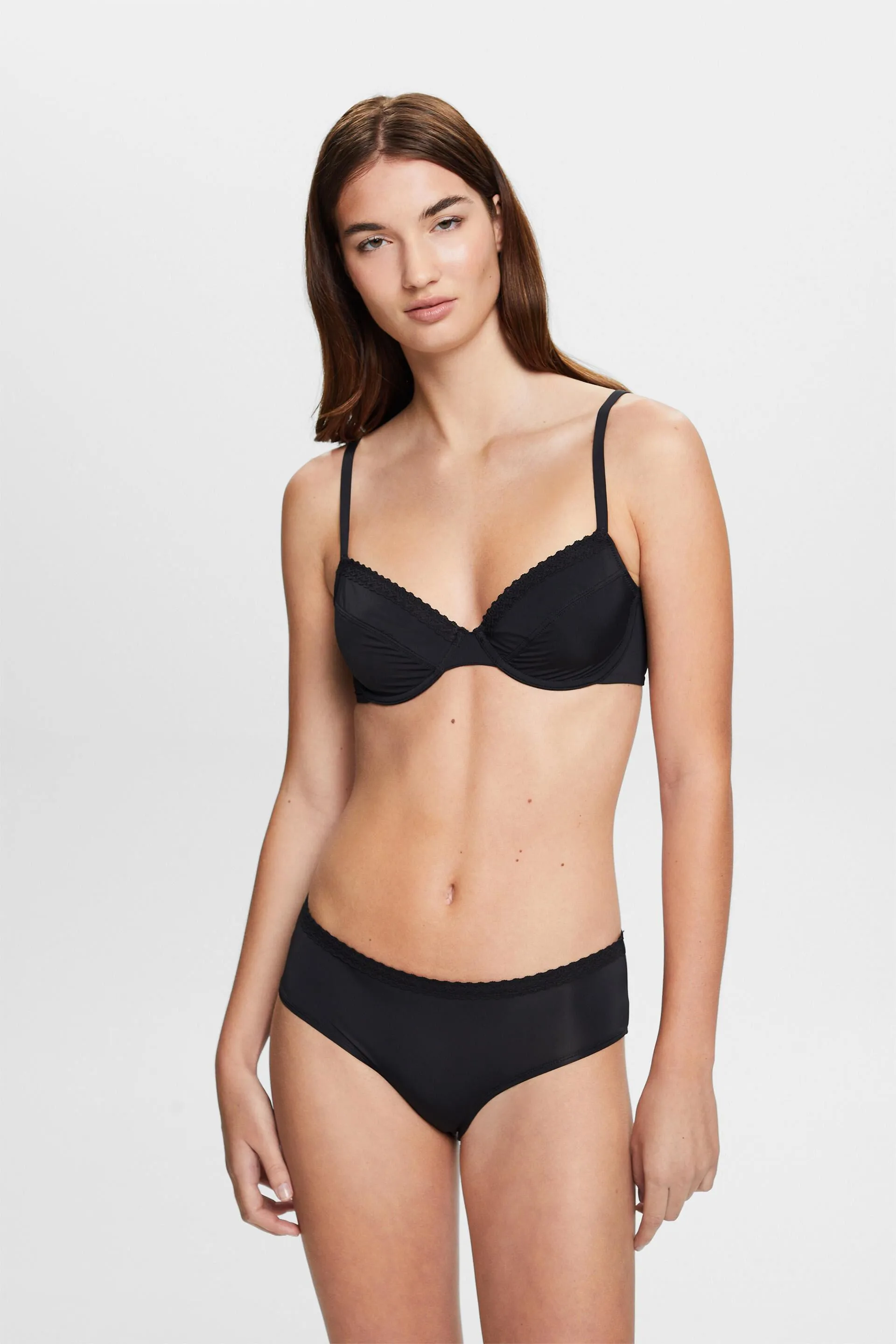 Reggiseno in microfibra con ferretto e bordo in pizzo