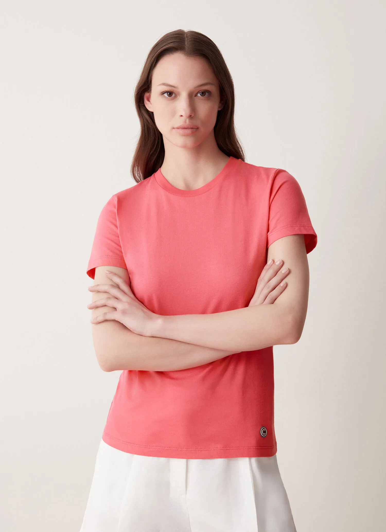 Round-neck stretch jersey T-shirt