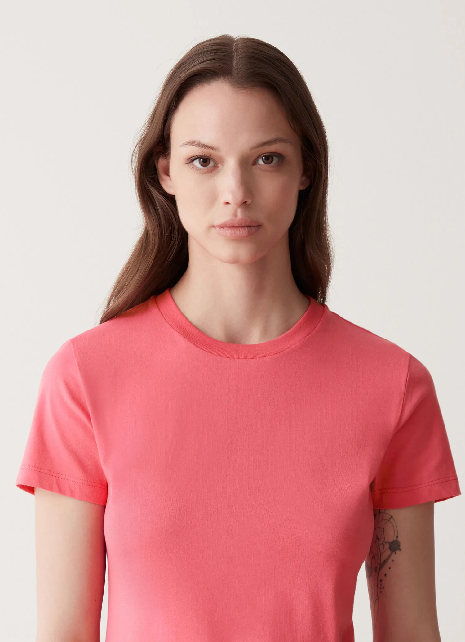 Round-neck stretch jersey T-shirt
