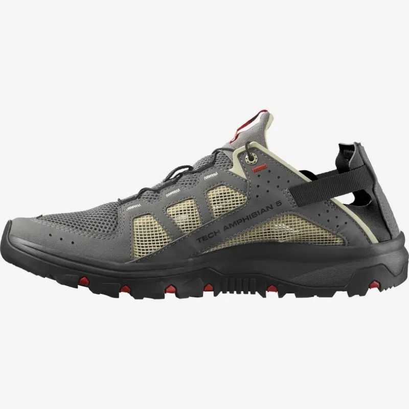 SALOMON TECHAMPHIBIAN 5 Scarpe anfibie da uomo Pewter / Moth / Fiery Red