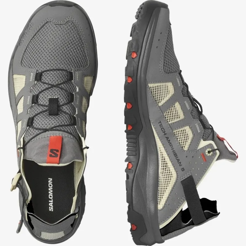 SALOMON TECHAMPHIBIAN 5 Scarpe anfibie da uomo Pewter / Moth / Fiery Red