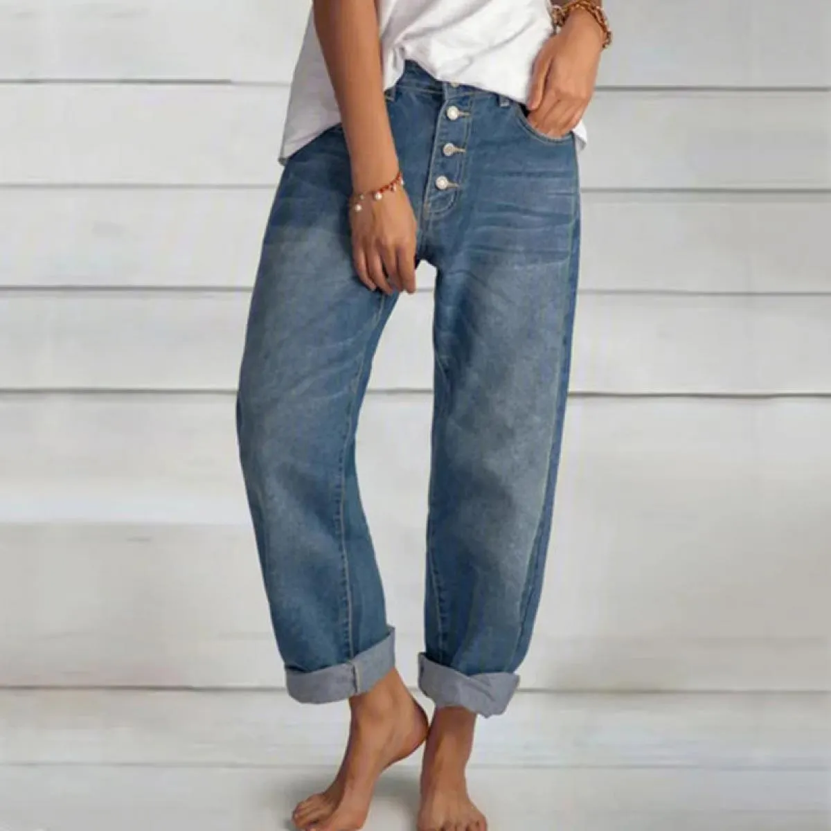 Salopette jeans dritta Donna Salopette Jean a gamba larga da donna Salopette Jean Lady Jeans larga