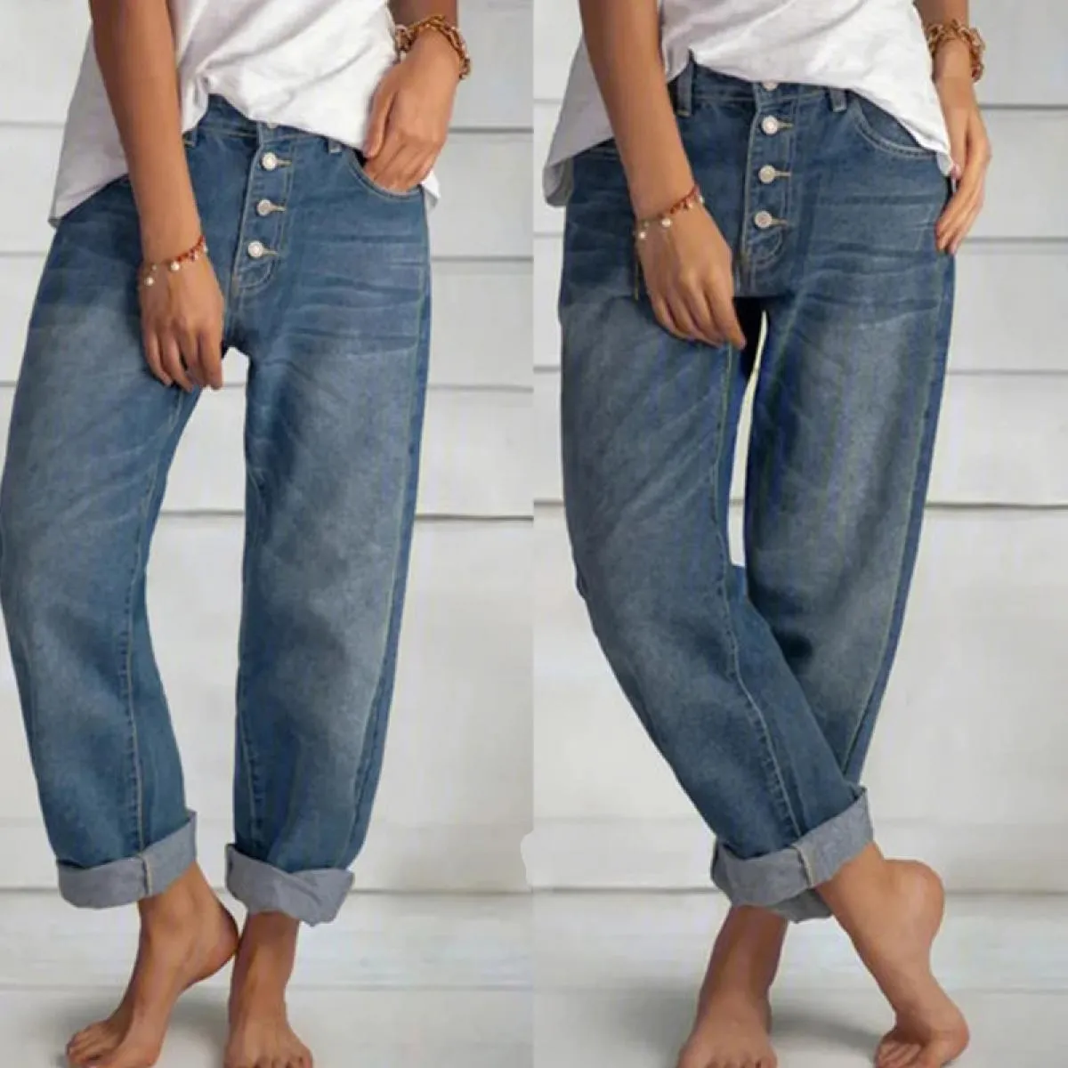 Salopette jeans dritta Donna Salopette Jean a gamba larga da donna Salopette Jean Lady Jeans larga