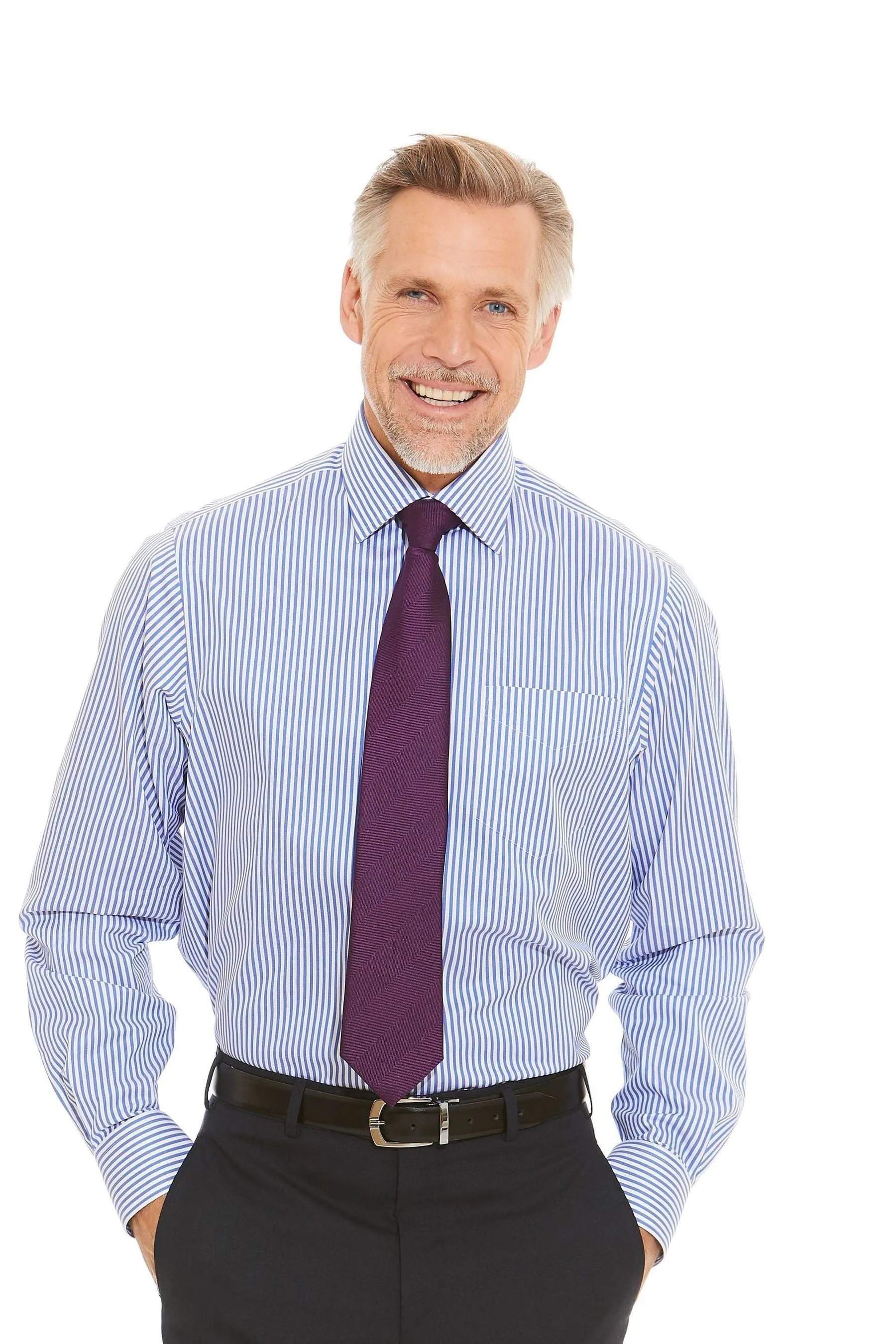 Savile - Blu a righe - A righe - Noiron - Camicia classica con polsino singolo