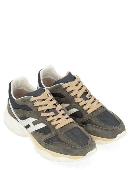 Sneaker Hogan H665 in pelle scamosciata verde
