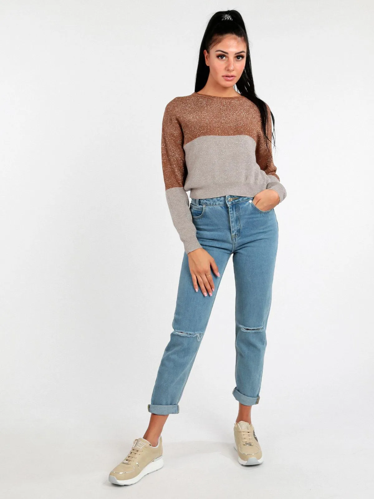 Solada Pull femme court oversize