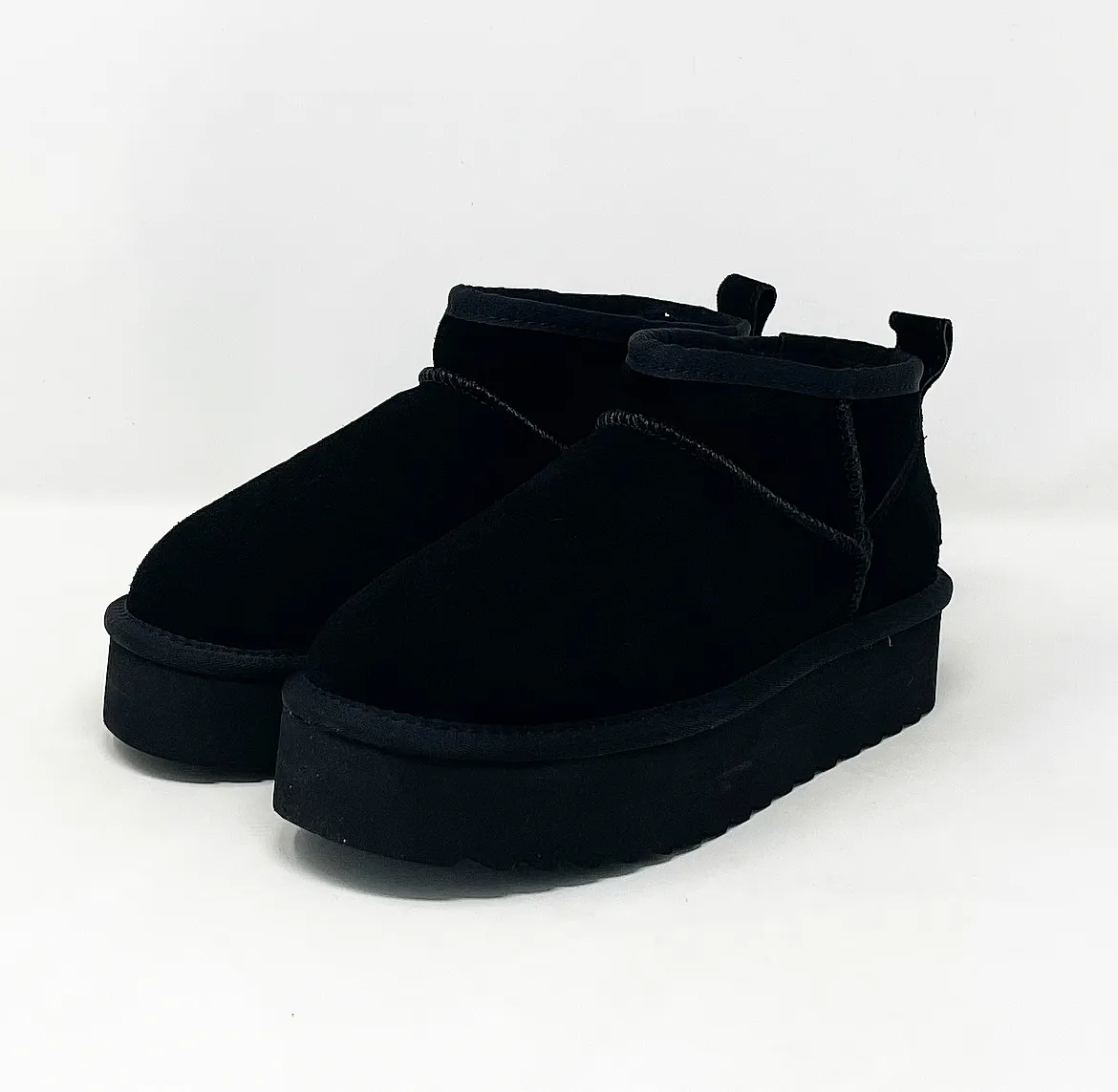 STIVALE INVERNALE PLATFORM TAGLIO MINI IN CAMOSCIO CON FODERA MISTO LANA COD. 10