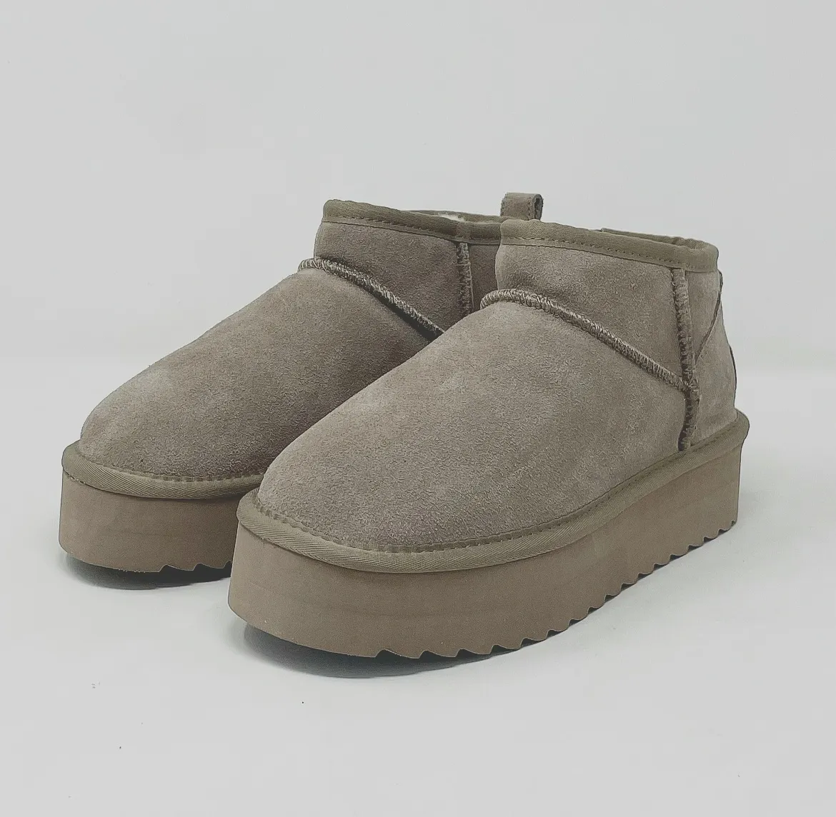 STIVALE INVERNALE PLATFORM TAGLIO MINI IN CAMOSCIO CON FODERA MISTO LANA COD. 8