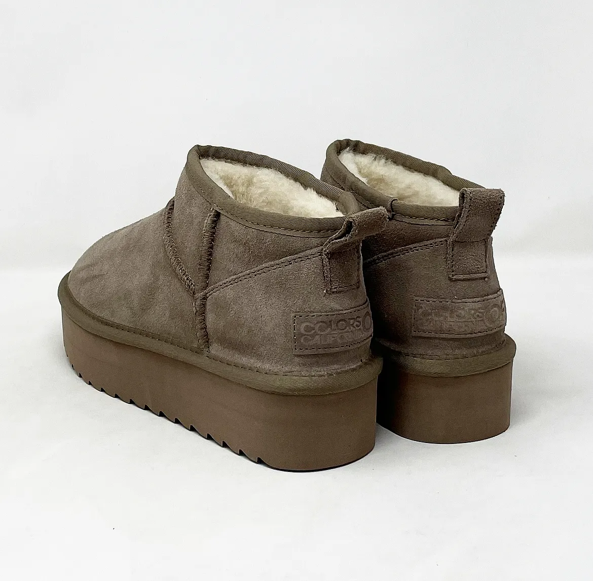 STIVALE INVERNALE PLATFORM TAGLIO MINI IN CAMOSCIO CON FODERA MISTO LANA COD. 8