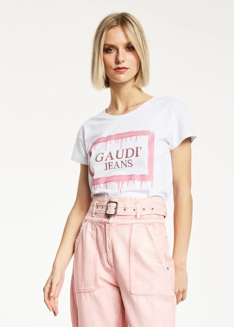 T-shirt con orlo stondato
