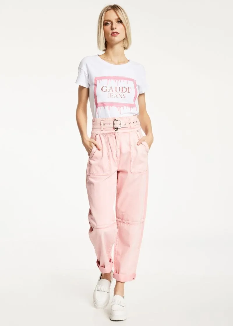 T-shirt con orlo stondato