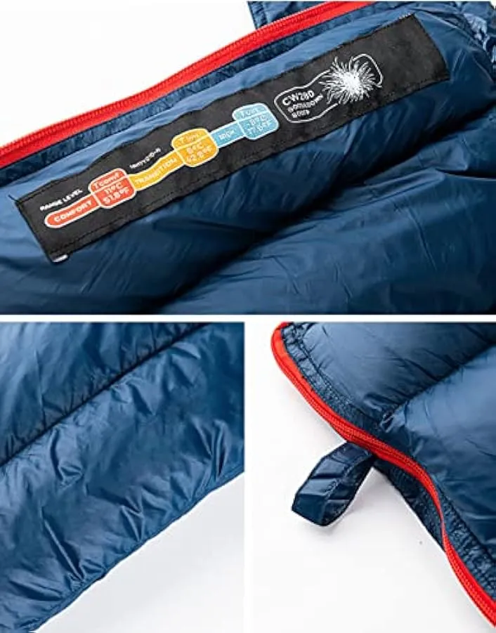 Tentock Sacco a Pelo da Campeggio Caldo Leggero Solo 570 g Impermeabile Rettangolare Sacchi a Pelo in Piuma D’Oca Super Caldo In