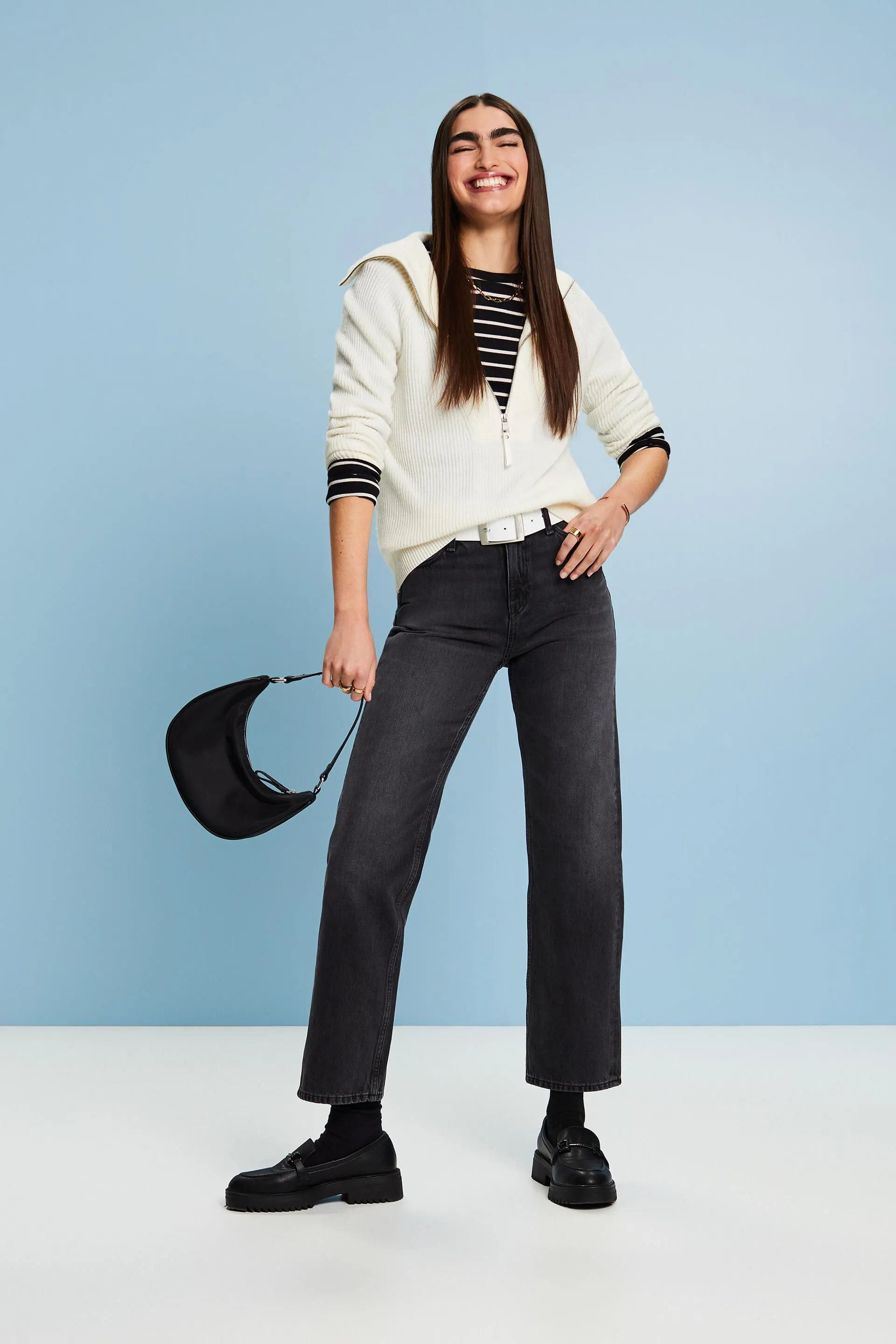 Top a righe in maglia a coste