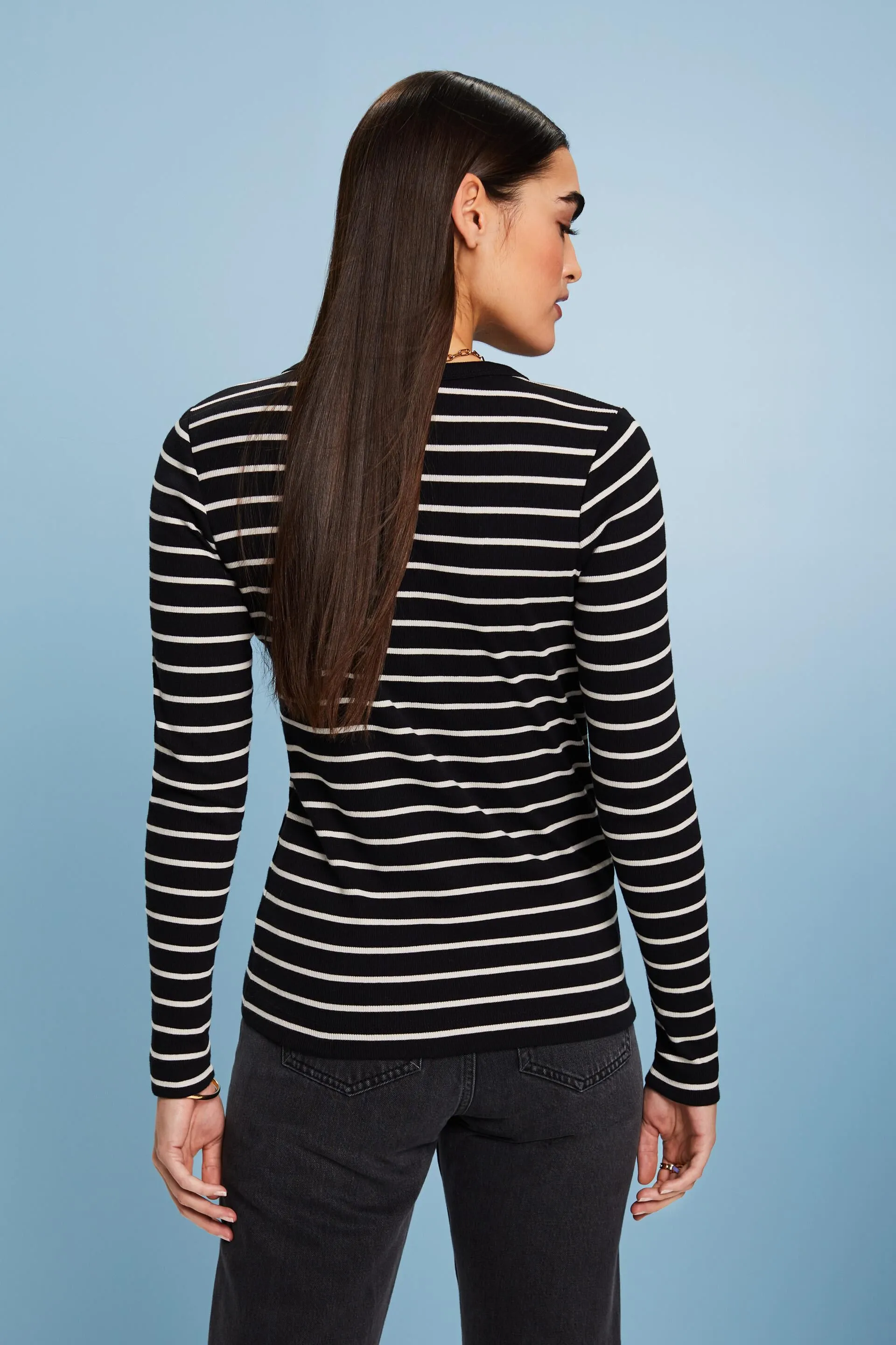 Top a righe in maglia a coste