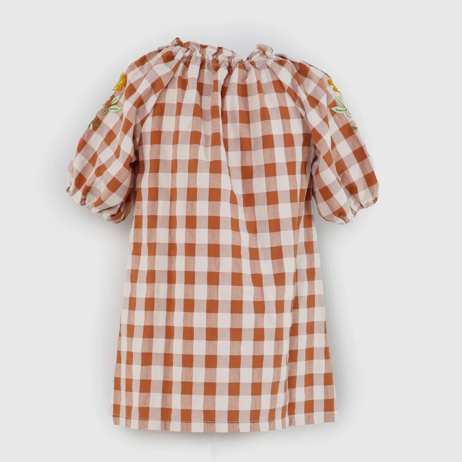 Vestito A Quadri Marroni E Beige Bambina