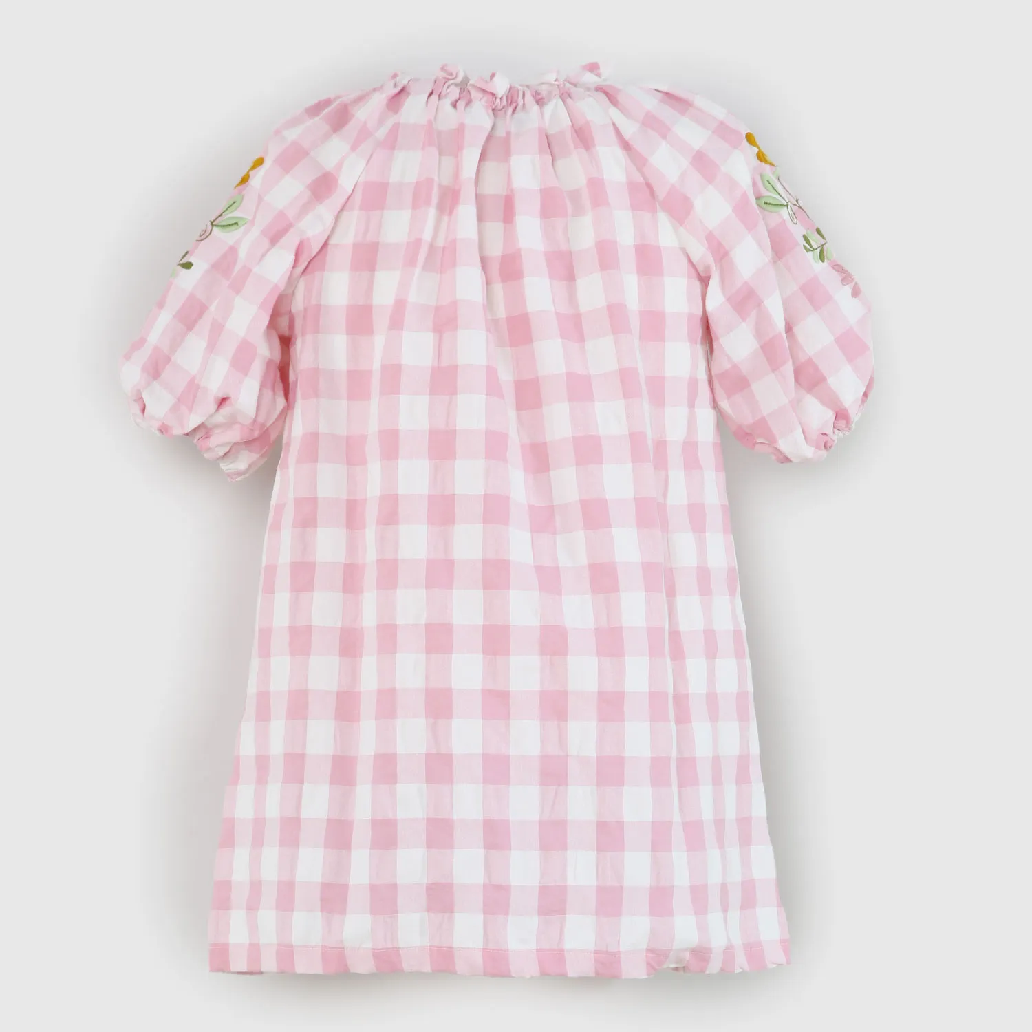 Vestito A Quadri Rosa E Bianchi Bambina