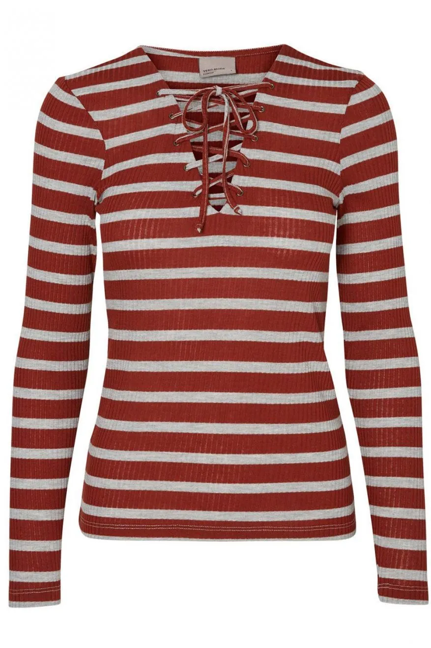 VMHENDA - Maglia a righe mattone