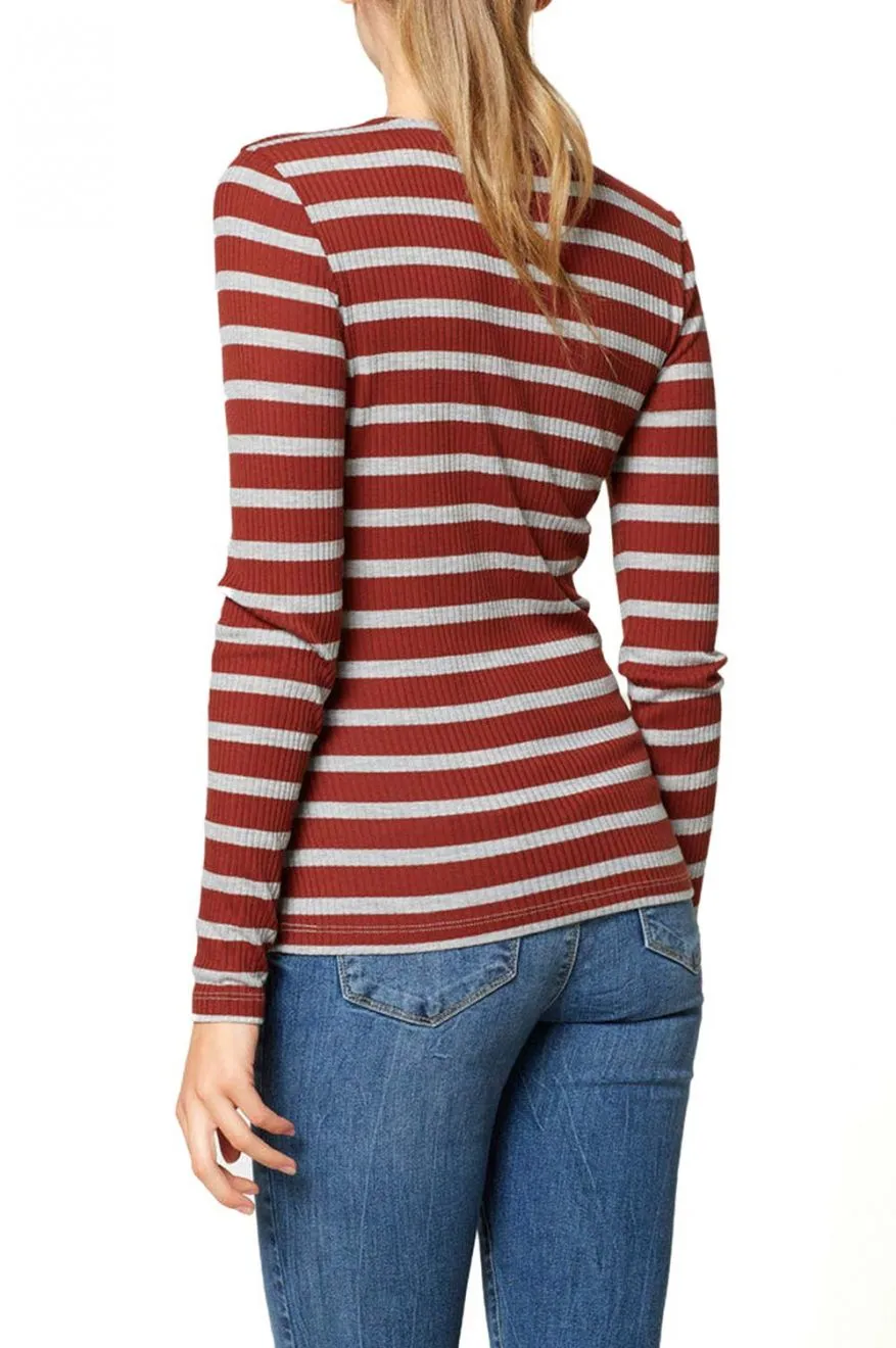 VMHENDA - Maglia a righe mattone