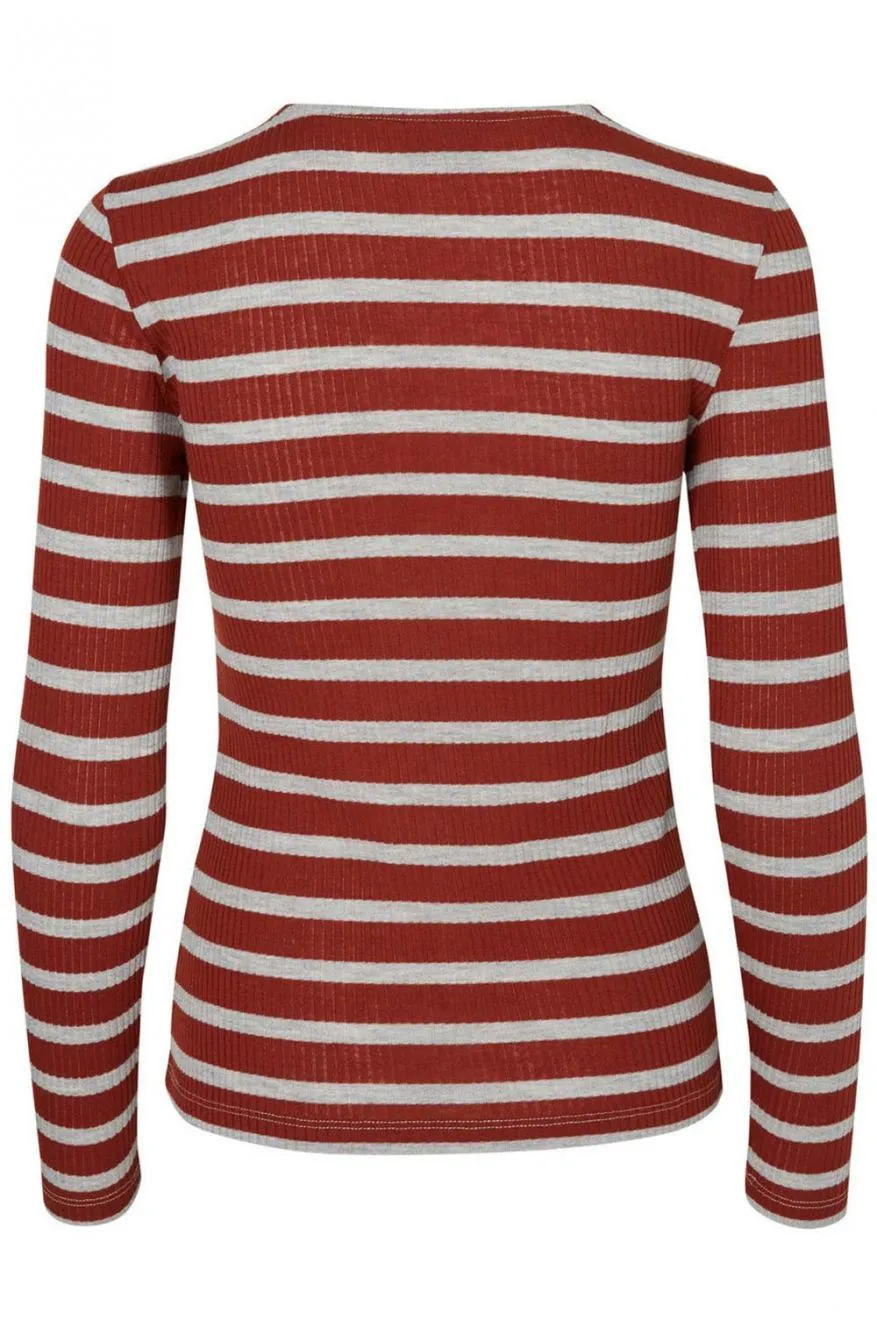 VMHENDA - Maglia a righe mattone