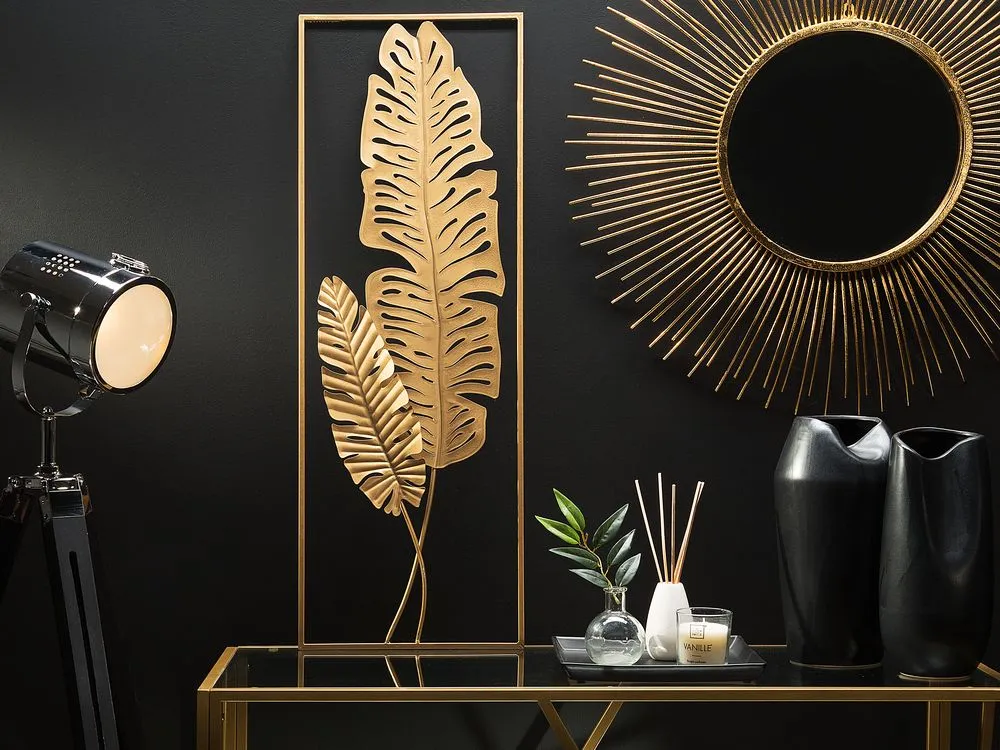 Wall Decor Leaf PALLADIUM Metal Gold 90 cm