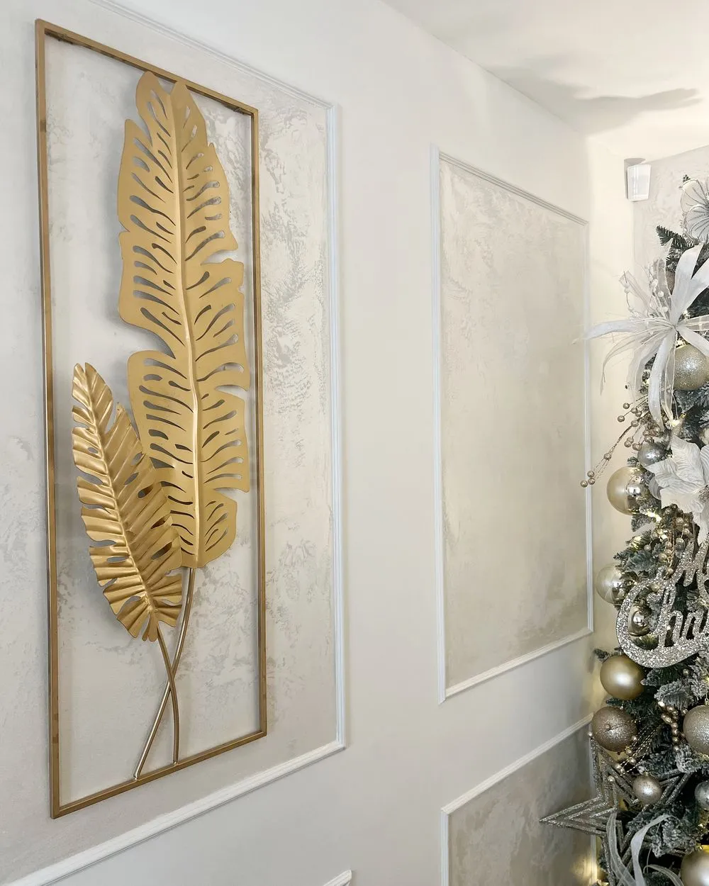 Wall Decor Leaf PALLADIUM Metal Gold 90 cm
