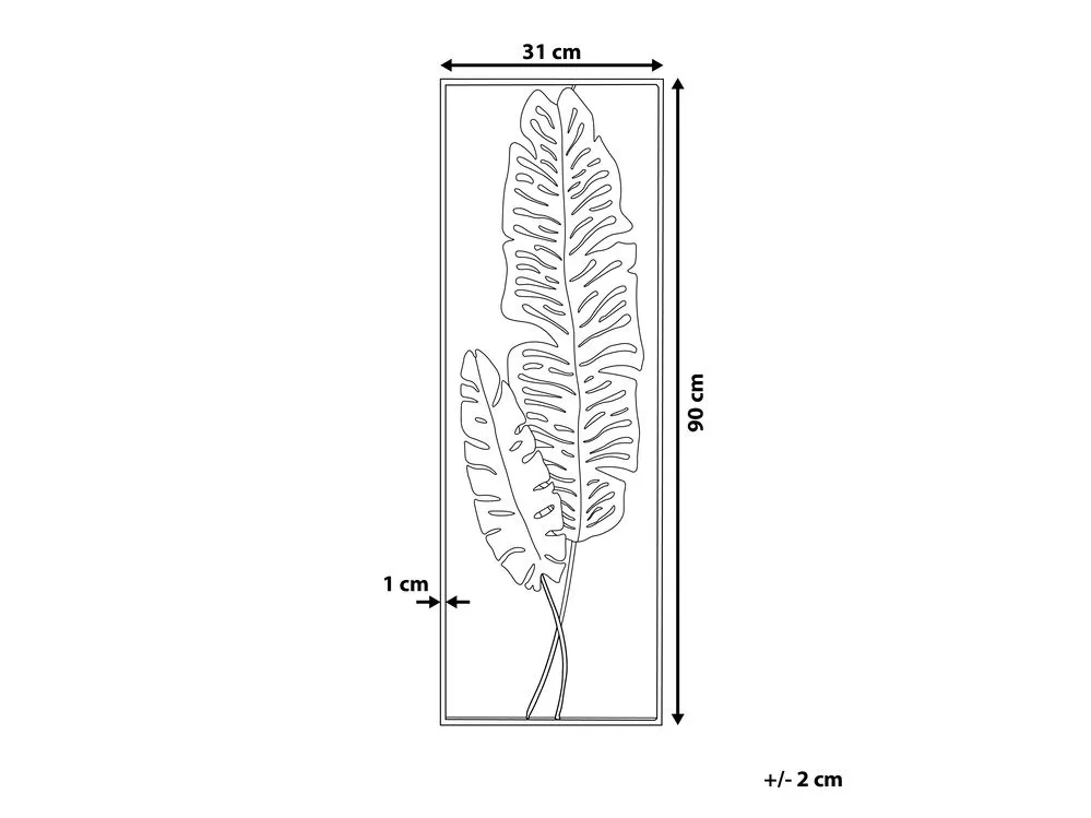 Wall Decor Leaf PALLADIUM Metal Gold 90 cm