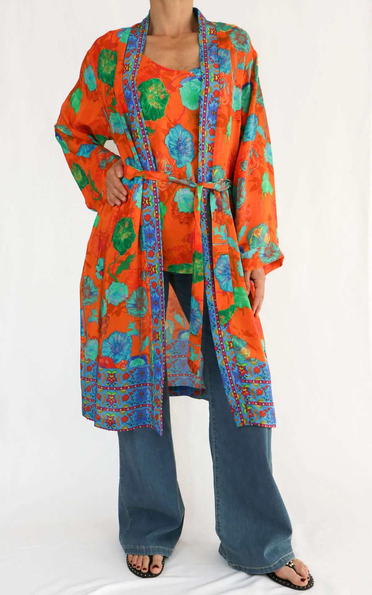 Wu’Side – Kimono lungo fantasia – Arancio