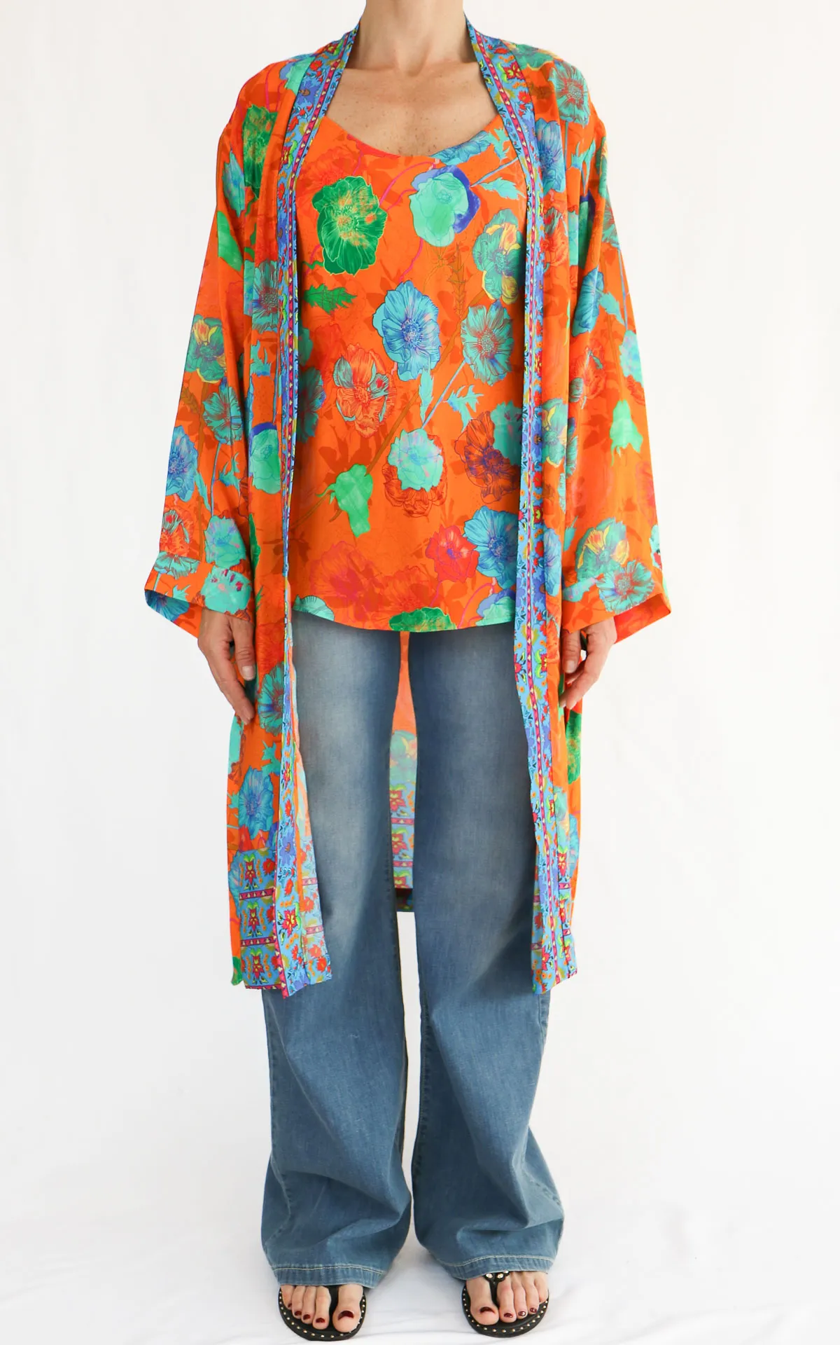 Wu’Side – Kimono lungo fantasia – Arancio